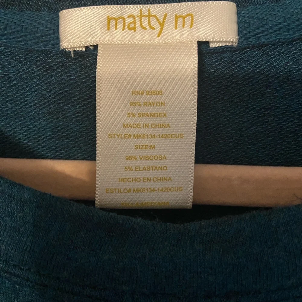 Matty M Dark Teal Crewneck Sweater with Fine Knit Texture